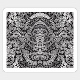 Grayscale Aesthetic Fractal Lion's Face - Black and White Abstract Artwork Sticker